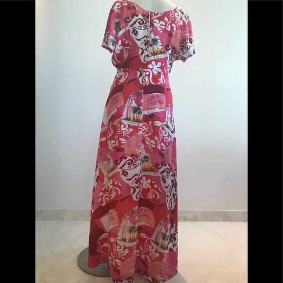 50s-60’s Vibe Jams World Empire Style Ladies Aloha Print Red/Pink sz Med Dress - Picture 5 of 6
